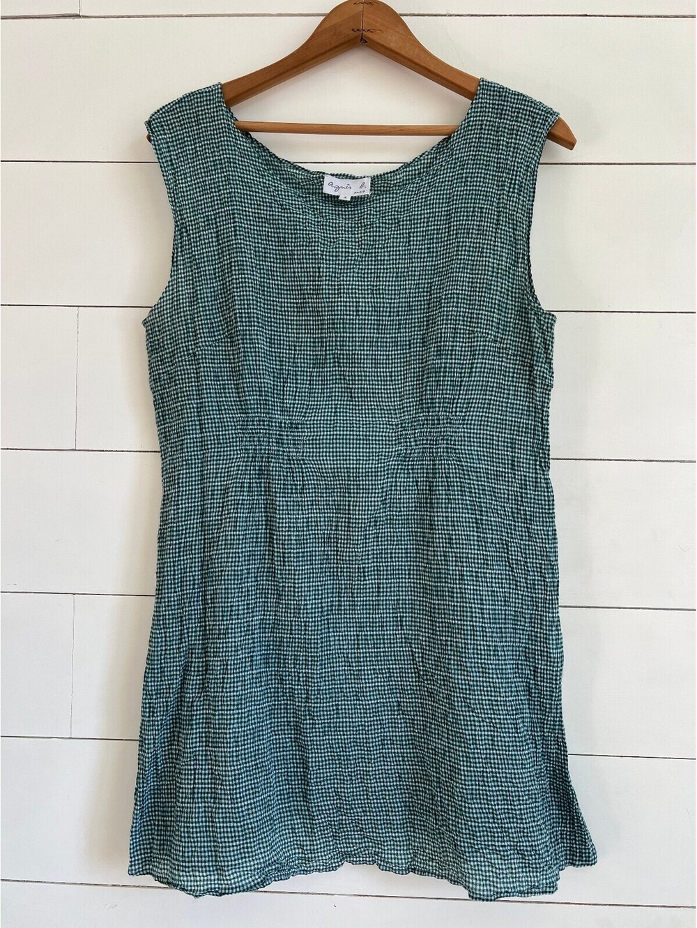 Agnès b. Gingham Shift Dress Tunic Women's L, Size 3 Euro Cottagecore Minimal